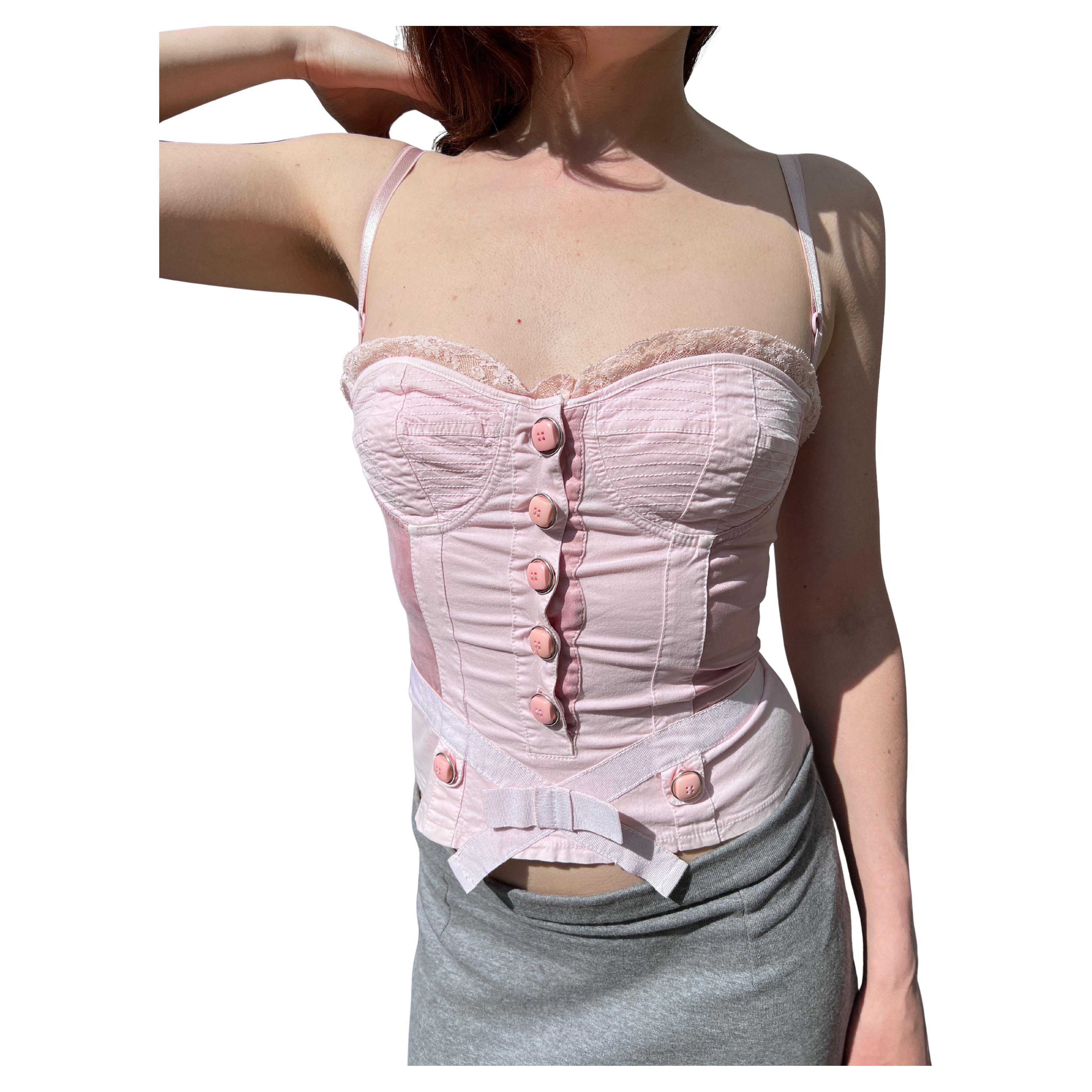 De las mujeres Top corsé de pasarela Dolce & Gabbana Primavera/Verano 2006 - Rosa empolvado IT 40 (XS/S) en venta