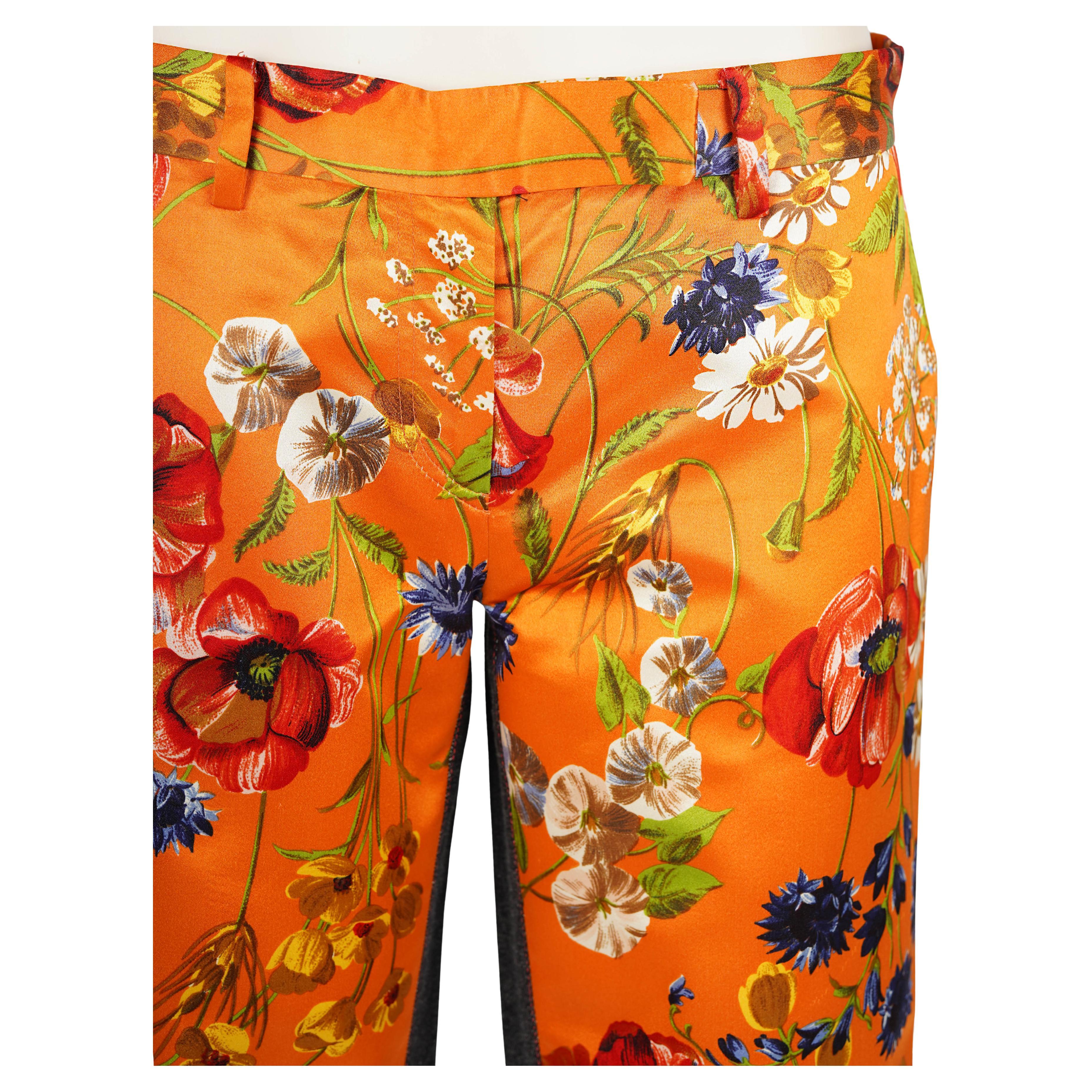 Dolce & Gabbana A/I 1999 Pantaloni ibridi in seta e denim con stampa floreale IT 40 in vendita 1