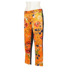 Dolce & Gabbana F/W 1999 Laufsteg-Hybridhose aus Seiden-Denim mit Blumenmuster IT 40
