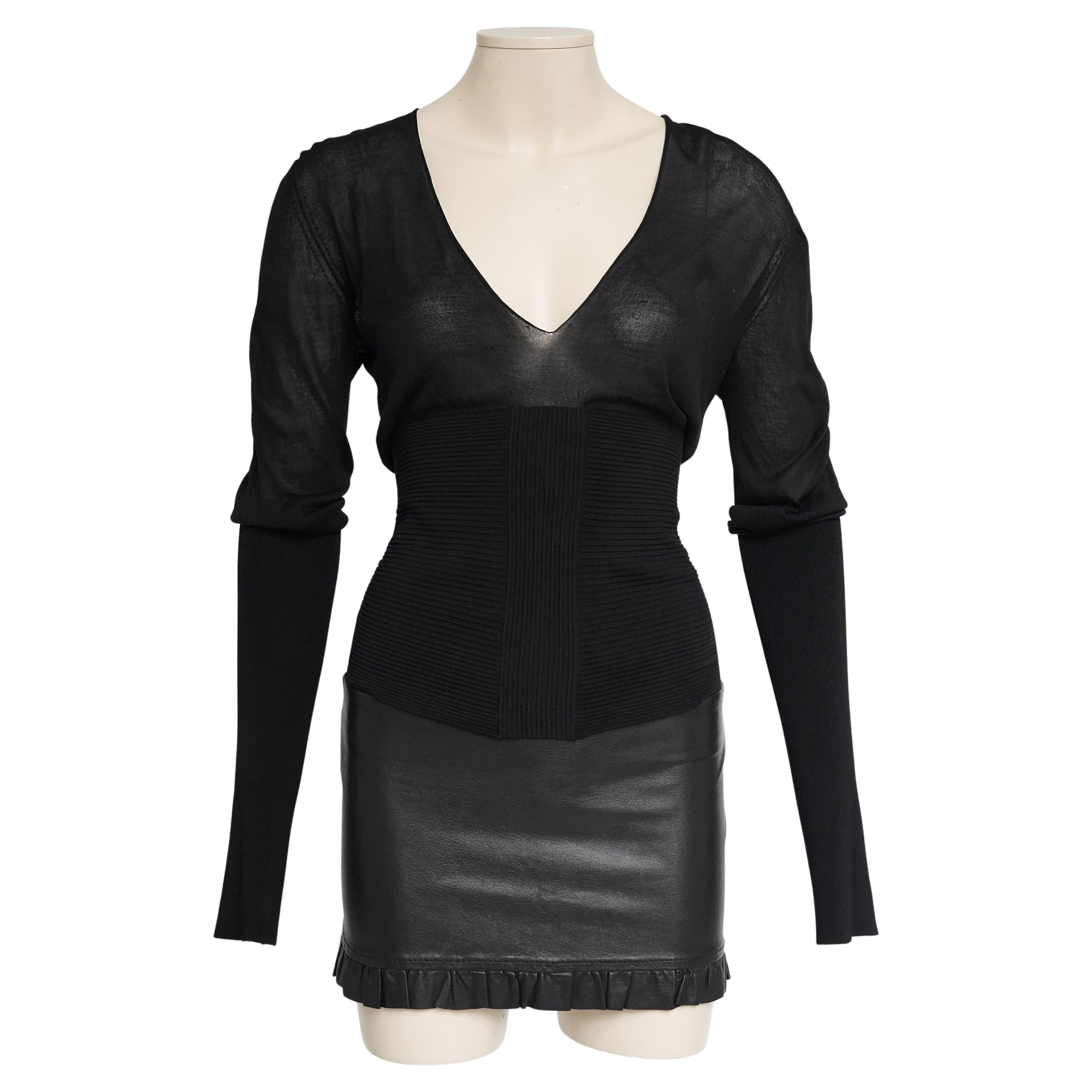 Gucci by Tom Ford Top en maille corsetée noir (circa early 2000s) Size IT M en vente 3