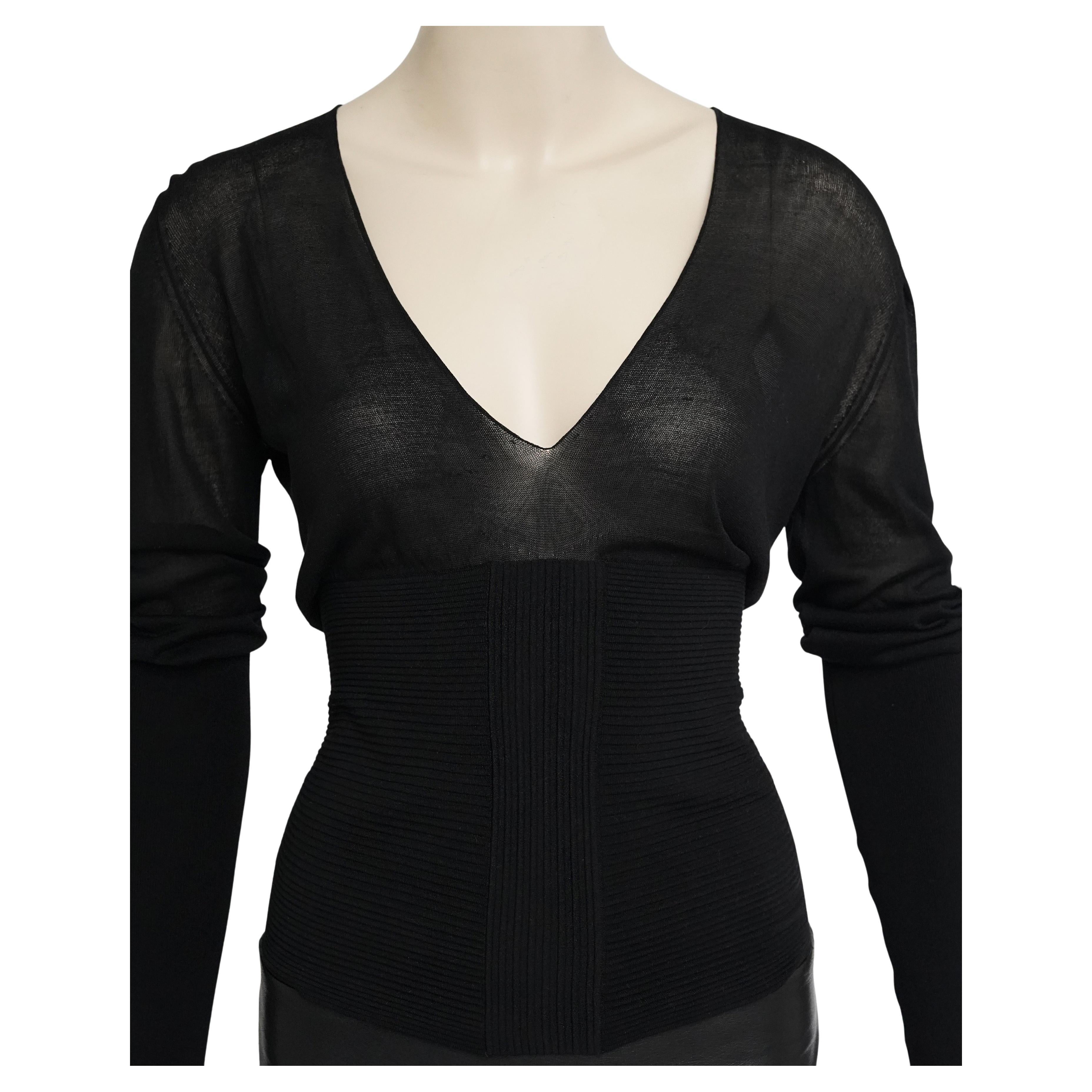 Gucci by Tom Ford Top en maille corsetée noir (circa early 2000s) Size IT M Pour femmes en vente