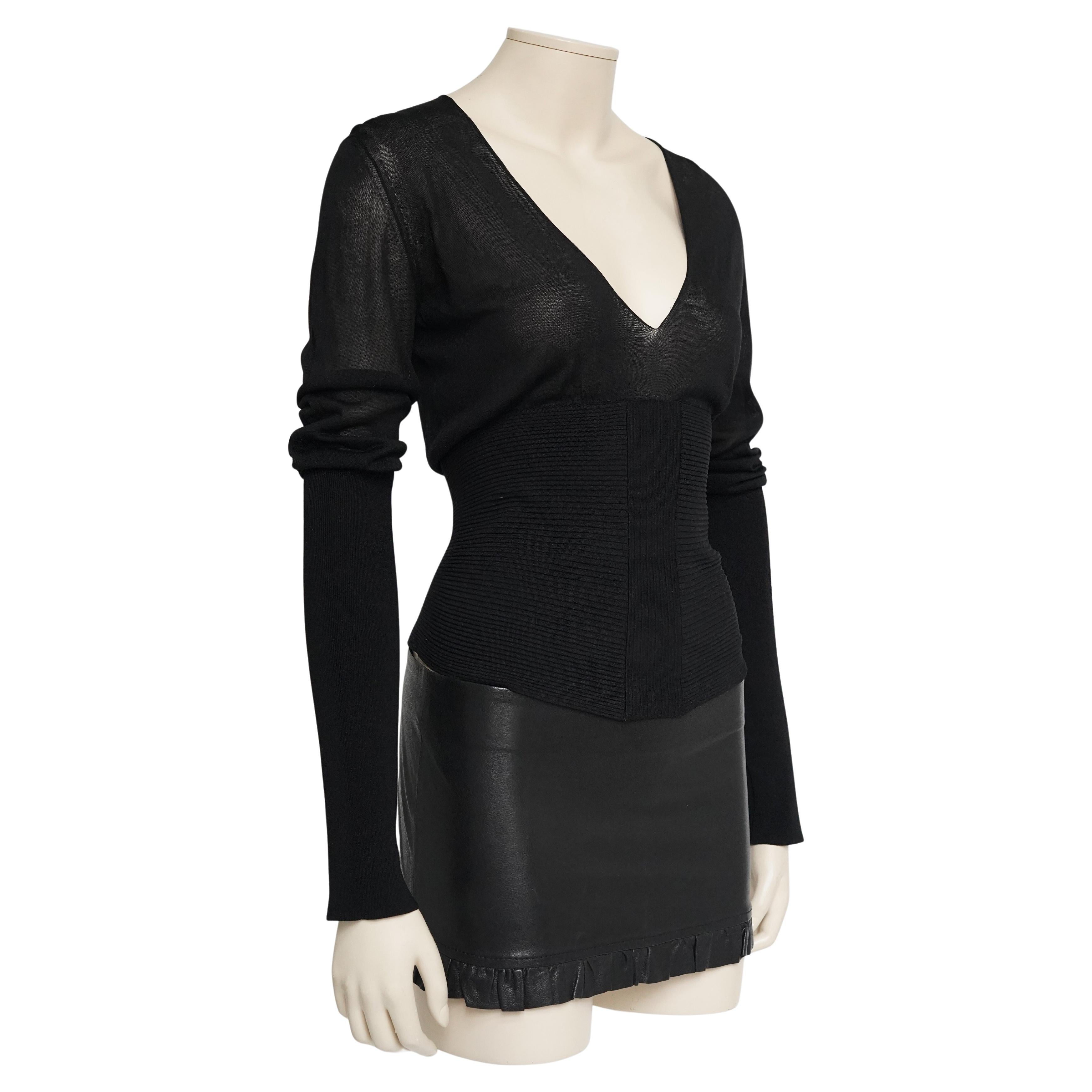 Gucci by Tom Ford Top en maille corsetée noir (circa early 2000s) Size IT M Bon état - En vente à Berlin, DE