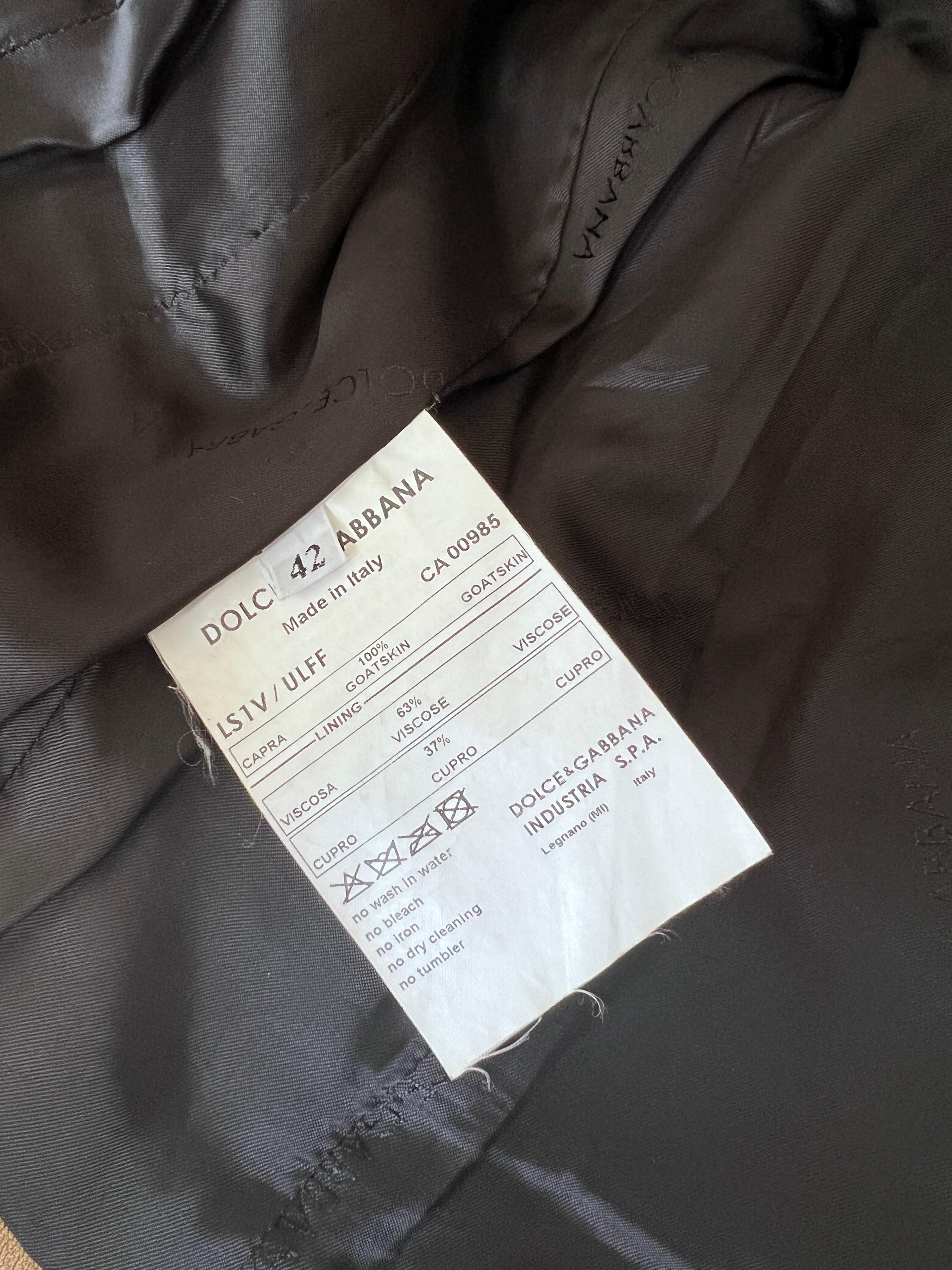 Dolce & Gabbana - Giacca da motociclista giallo-marrone, primi anni 2000 IT 42 S.I.M. in vendita 2
