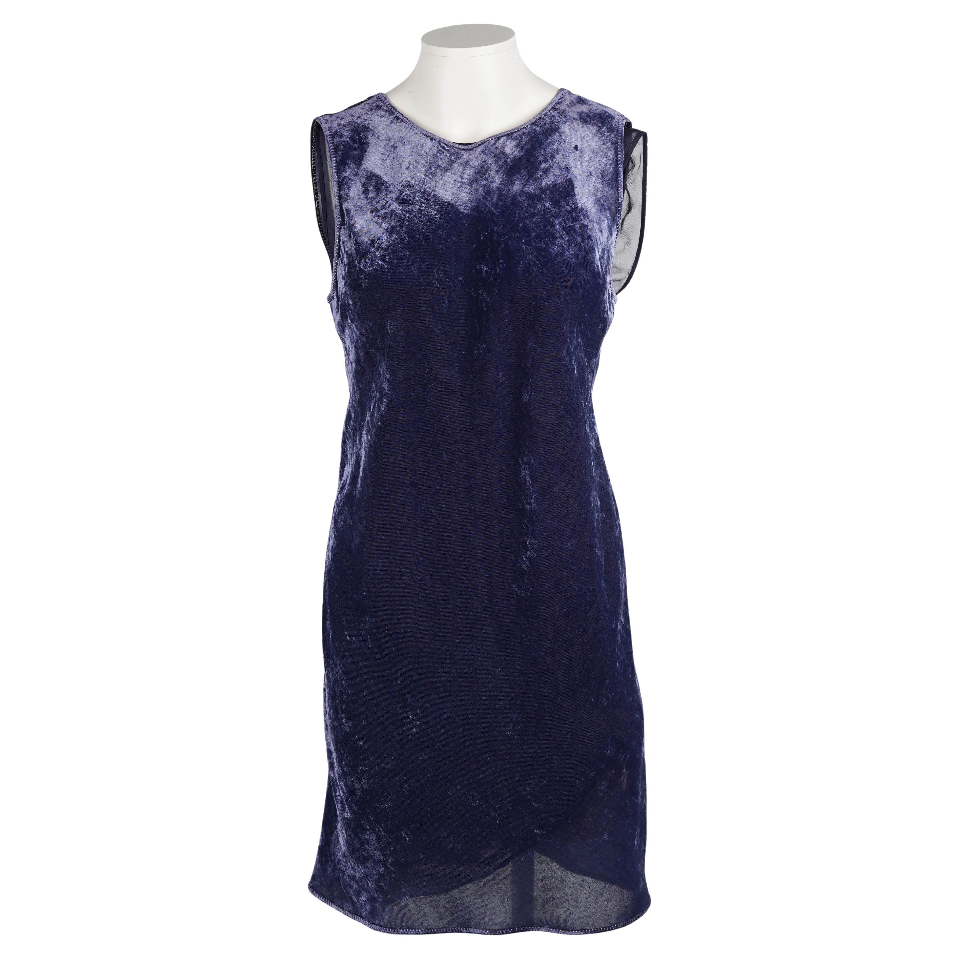 Abito in velluto e seta schiacciata blu notte Prada 1990s - Miuccia Prada in vendita