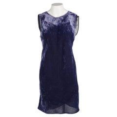 Abito in velluto e seta schiacciata blu notte Prada 1990s - Miuccia Prada