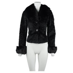 D&G by Dolce & Gabbana Early 2000s Black Astrakhan Fox Fur Jacket IT38