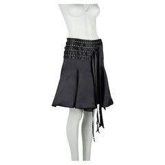 Blumarine F/W 2007 Studded Silk Mini Skirt with Deconstructed Waistband Size XS