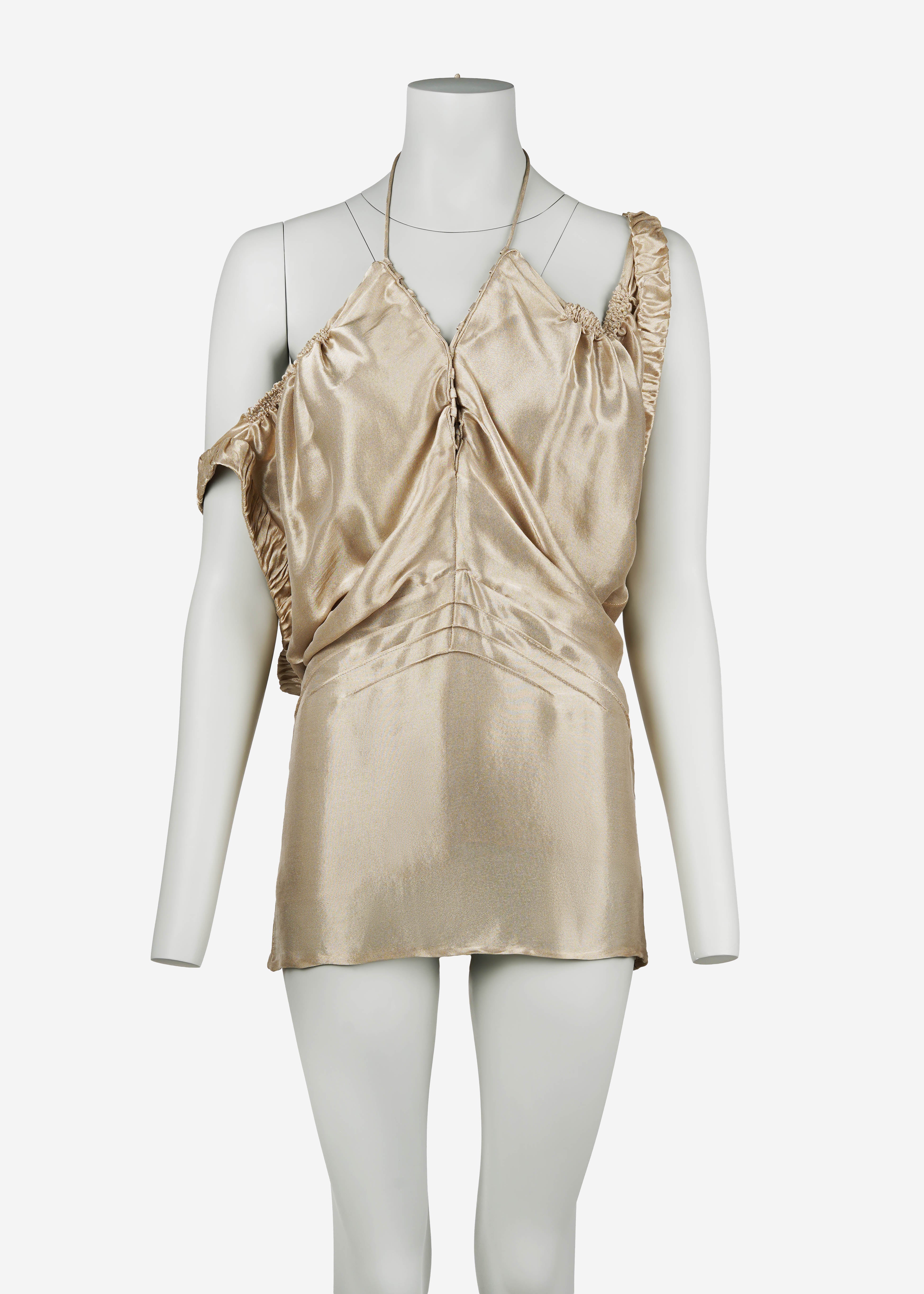 Tom Ford for Gucci 2002 – Champagnerfarbenes, wandelbares Seiden-Halterkleid IT42