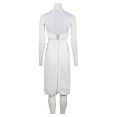 Prada Sport Frühjahr/Sommer 2000 – Midi-Kleid in Eierschalenfarbe aus technischem Stoff mit Schnürung und Mesh-Einsätzen, IT40
