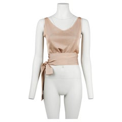 Top avvolgente con lacci in maglia di seta color nude di Gucci by Tom Ford, fine anni ’90, taglia S