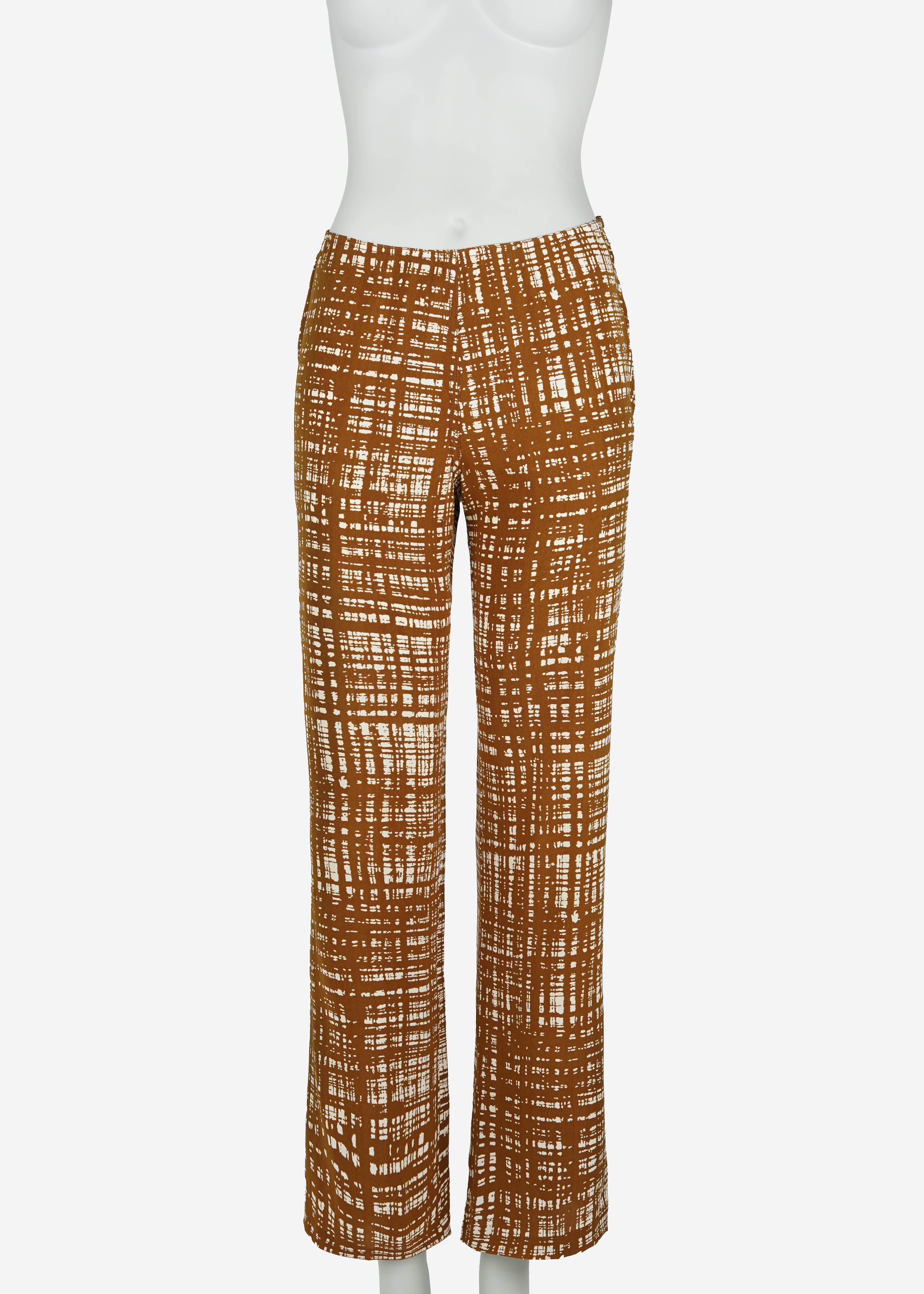 Prada S/S 1996 Runway Ugly Chic Printed Silk Blend Trousers IT44