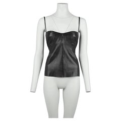 Haut corset en cuir noir Roberto Cavalli avec soutien-gorge intégré, 2003, taille M