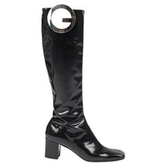 Gucci by Tom Ford Spring/Summer 1996 Black Patent Leather GG Runway Boots