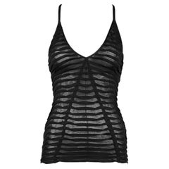 Gucci by Tom Ford Spring/Summer 2004 Sheer Ruched Knit Cross-Back Top Size XS