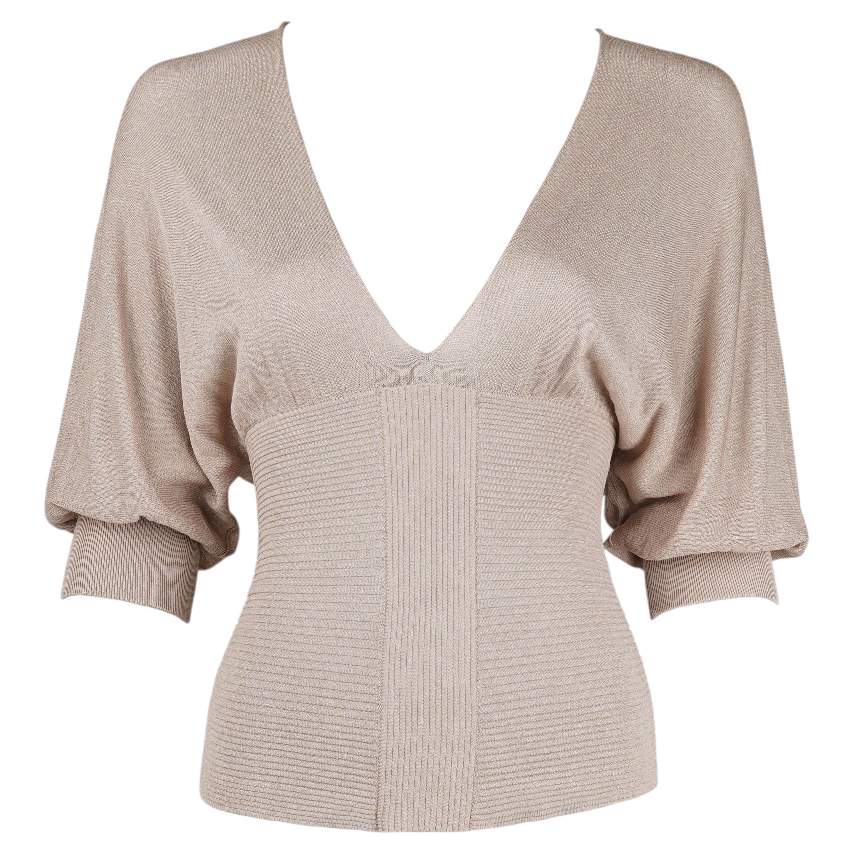 Gucci by Tom Ford Autunno/Inverno 2003 Camicetta in maglia mista seta con scollo a V profondo Taglia S in vendita