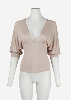 Gucci by Tom Ford Fall/Winter 2003 Plunging V-Neck Silk Blend Knit Blouse Size S