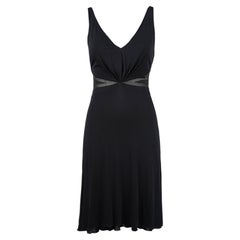 Versace 2009 – Schwarzes Kleid aus Seidenmischung mit transparenten Einsätzen, IT 38