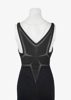 Robe Versace 2009 en mélange de soie noire avec empiècements transparents, taille IT 38
