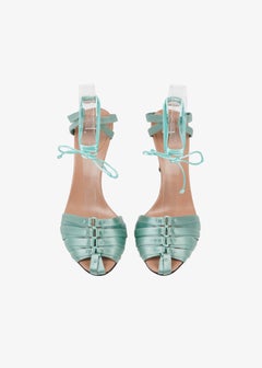 Gucci by Tom Ford S/S 2004 Silk Satin Crocodile Corset Bamboo Heel Sandals 38C