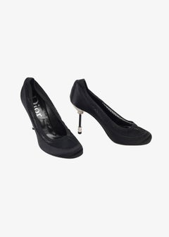 Dior by John Galliano F/W 2006 Runway Black Satin & Mesh Sculptural Heel Size 36