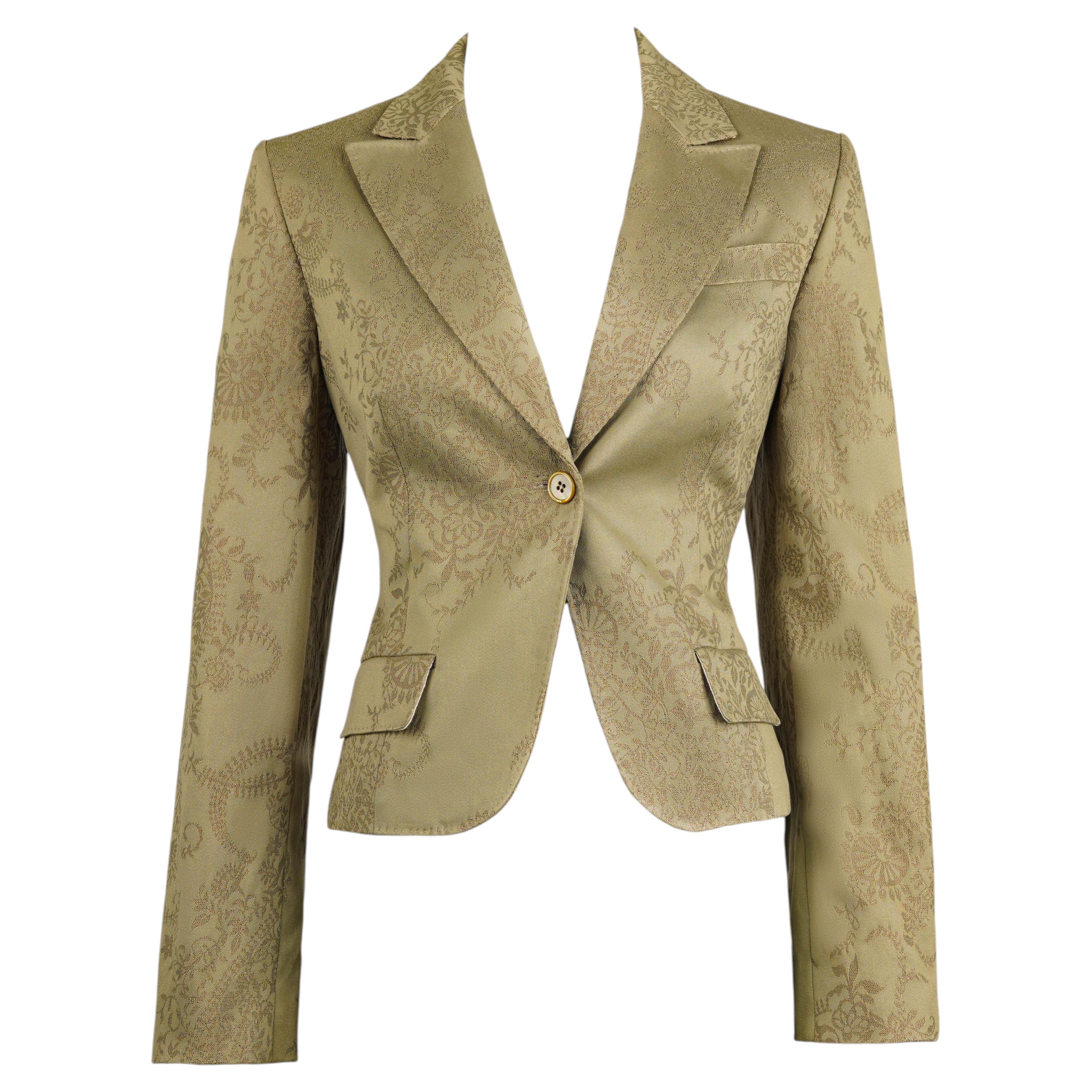 Alexander McQueen Gold Floral Jacquard Tailored Blazer IT44 For Sale