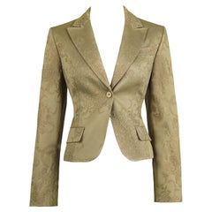 Blazer entallado de Alexander McQueen con estampado jacquard floral dorado IT44