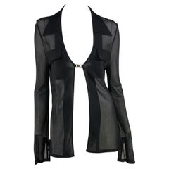 Gucci by Tom Ford S/S 1997 Black Sheer Rayon GG-Clasp Top