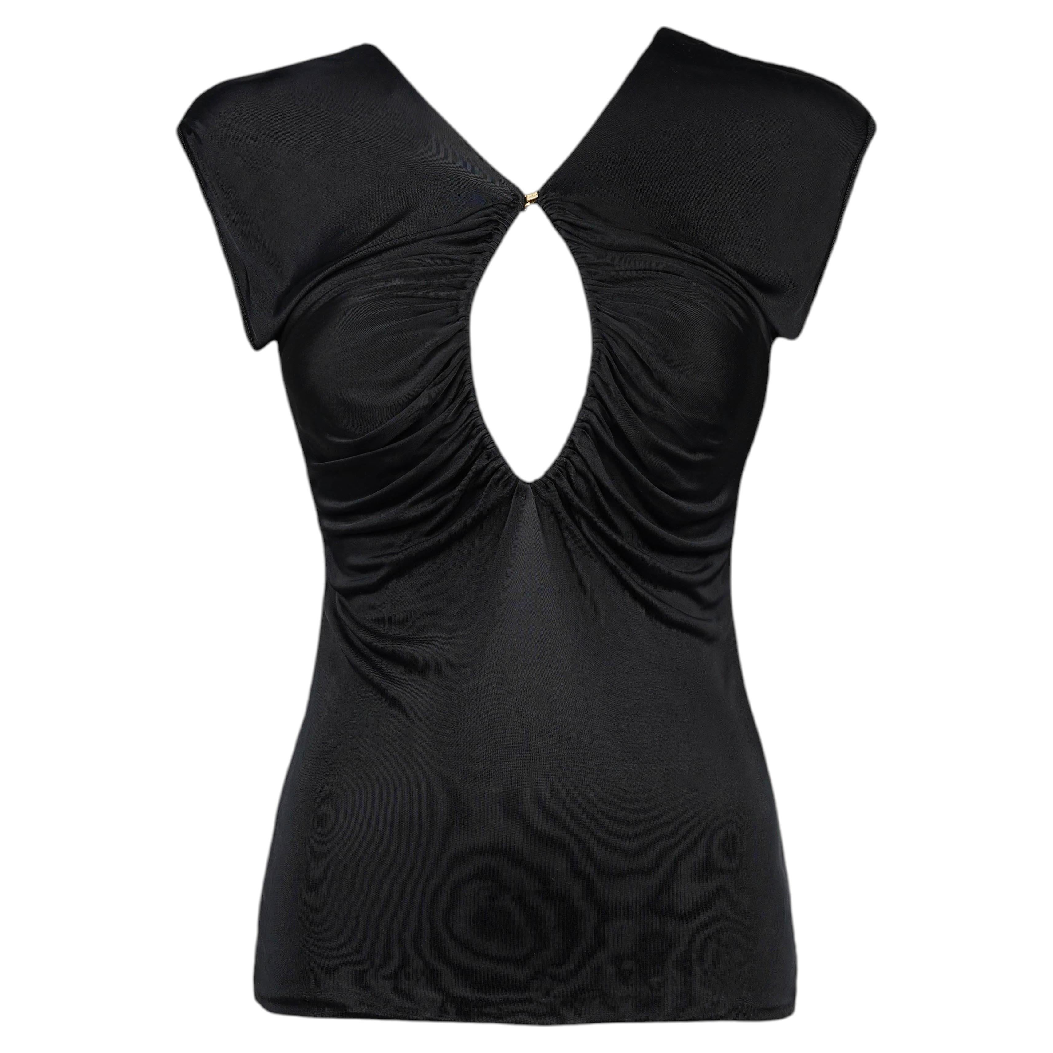 Gucci by Tom Ford Fall/Winter 2003 Black Viscose Keyhole Top For Sale