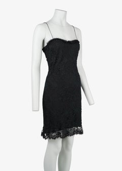 Balenciaga di Nicolas Ghesquière 2009 Abito sottoveste nero in pizzo di cotone e seta FR40
