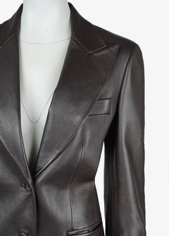Gucci by Tom Ford Late 1990s/Early 2000s Brown Leather Hourglass Blazer Size M