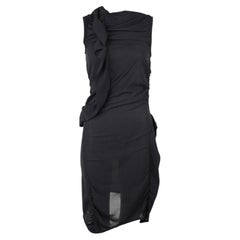 Balenciaga by Nicolas Ghesquière 2010 Black Draped Silk Ruffle Dress, FR 38