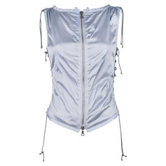 Prada Sport Spring/Summer 2000 Ice Blue Nylon Lace-Up Zip Top IT40