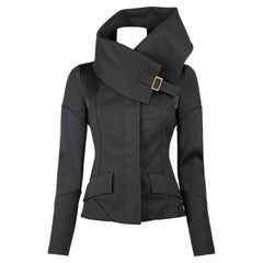Gucci by Tom Ford Fall/Winter 2003 Black Runway Sculptural Collar Jacket IT38