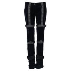 Dolce & Gabbana F/W 2003 Black Velvet Bondage Runway Pants IT 42 — New With Tag