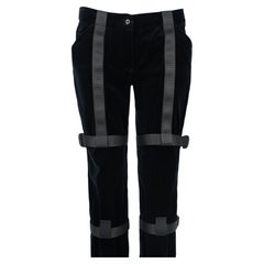 Dolce & Gabbana F/W 2003 Black Velvet Bondage Runway Pants IT 42 — New With Tag
