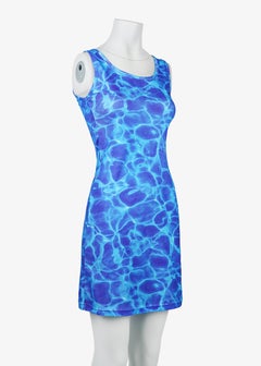 Versace Classic V2 Blue Water Print Stretch Mini Dress, circa late 1990s