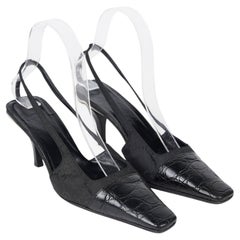 Gucci by Tom Ford S/S 1998 GG Monogram Crystal G Slingback Heels, Size 36C