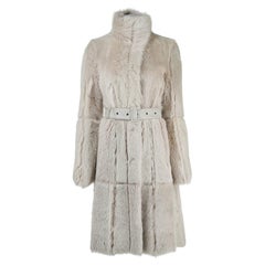 Costume National Ivory Belted Fur Coat, Attributed to F/W 2000, IT 42