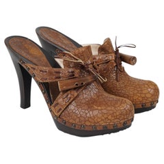 John Galliano for Dior Early 2000s Studded Leather Clog Mules 39, 5
