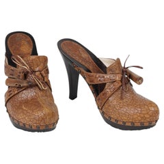John Galliano for Dior Early 2000s Studded Leather Clog Mules 39, 5