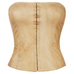 Plein Sud Jeans Y2K Tan Leather Strapless Corset Top XS