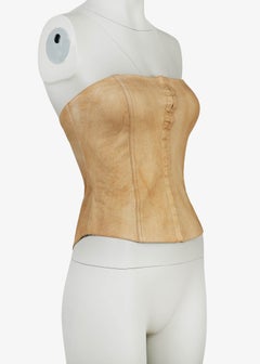 Plein Sud Jeans Y2K Tan Leather Strapless Corset Top XS