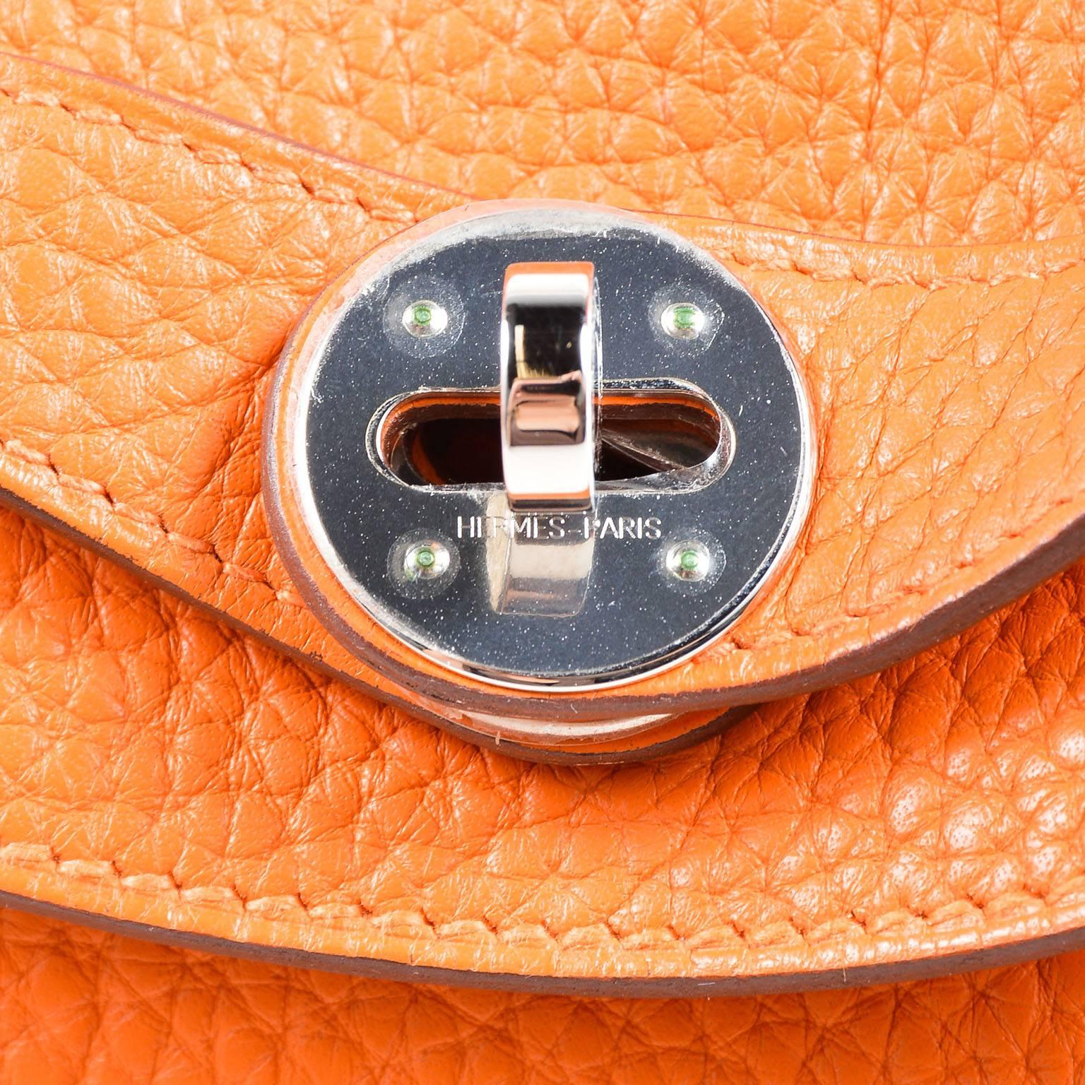 Hermes Fire Orange Taurillon Clemence Calfskin Leather 30cm Lindy Handbag For Sale 2