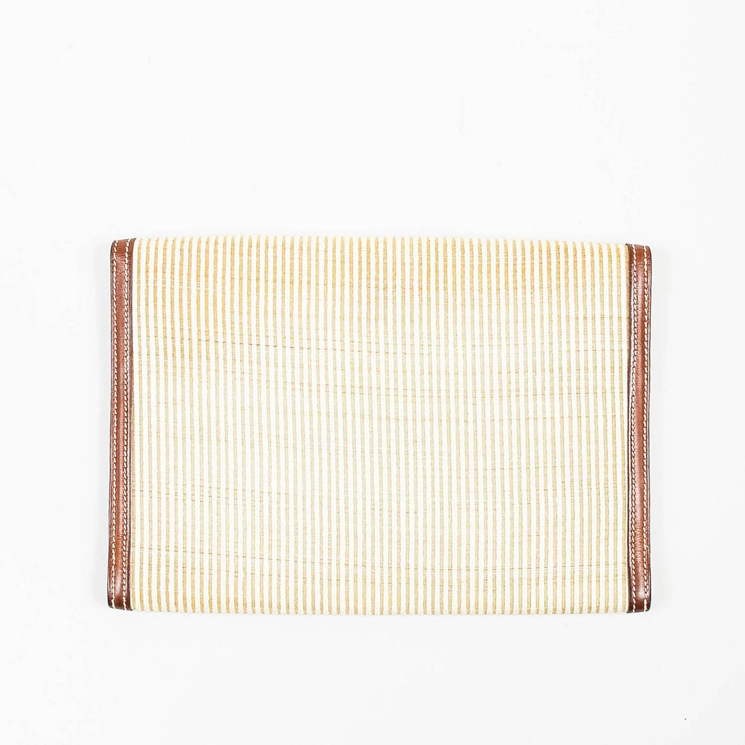 Hermes LTD ED Cream Brown Crinoline and Barenia Leather Rio Flat ...  