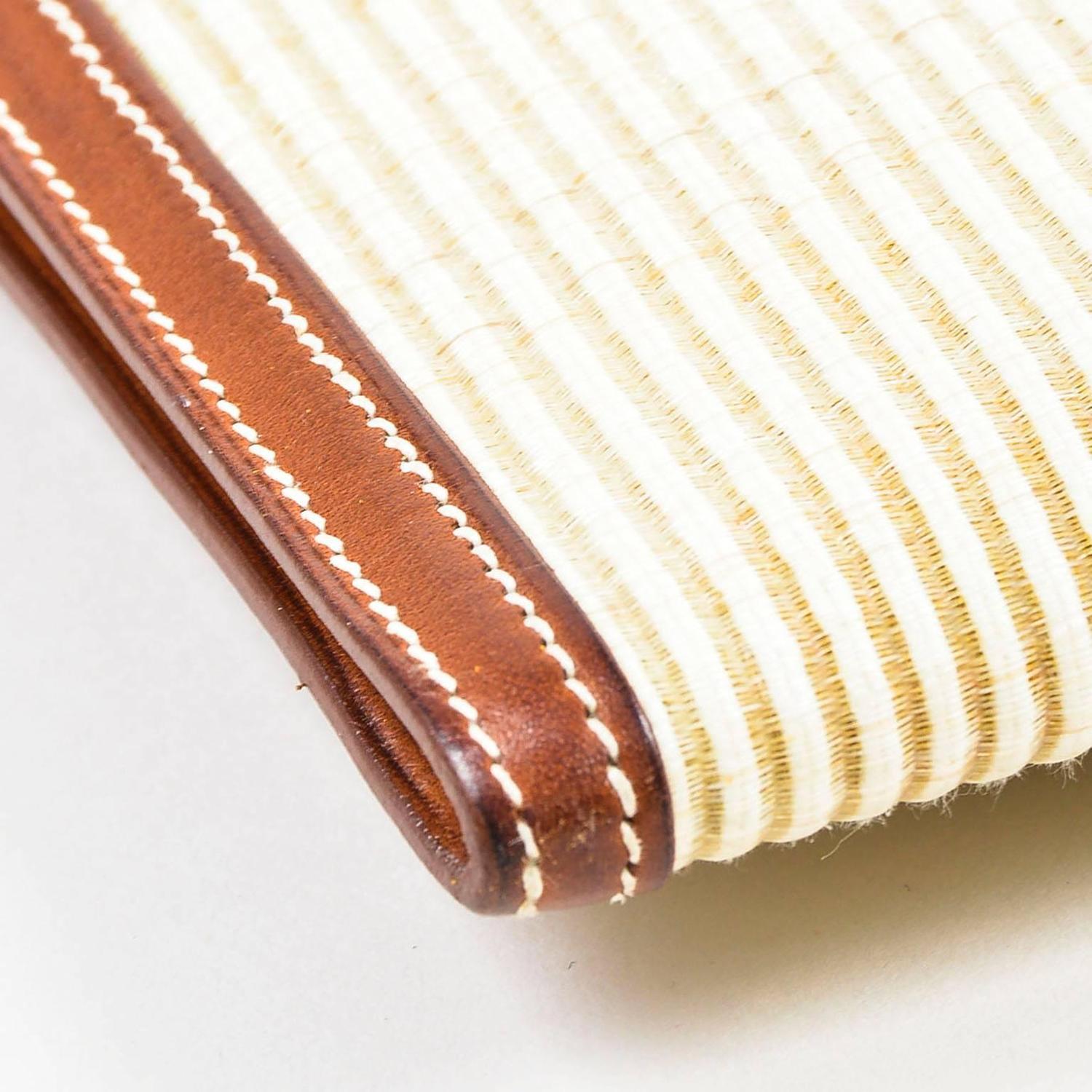 Hermes LTD ED Cream Brown Crinoline and Barenia Leather Rio Flat ...  
