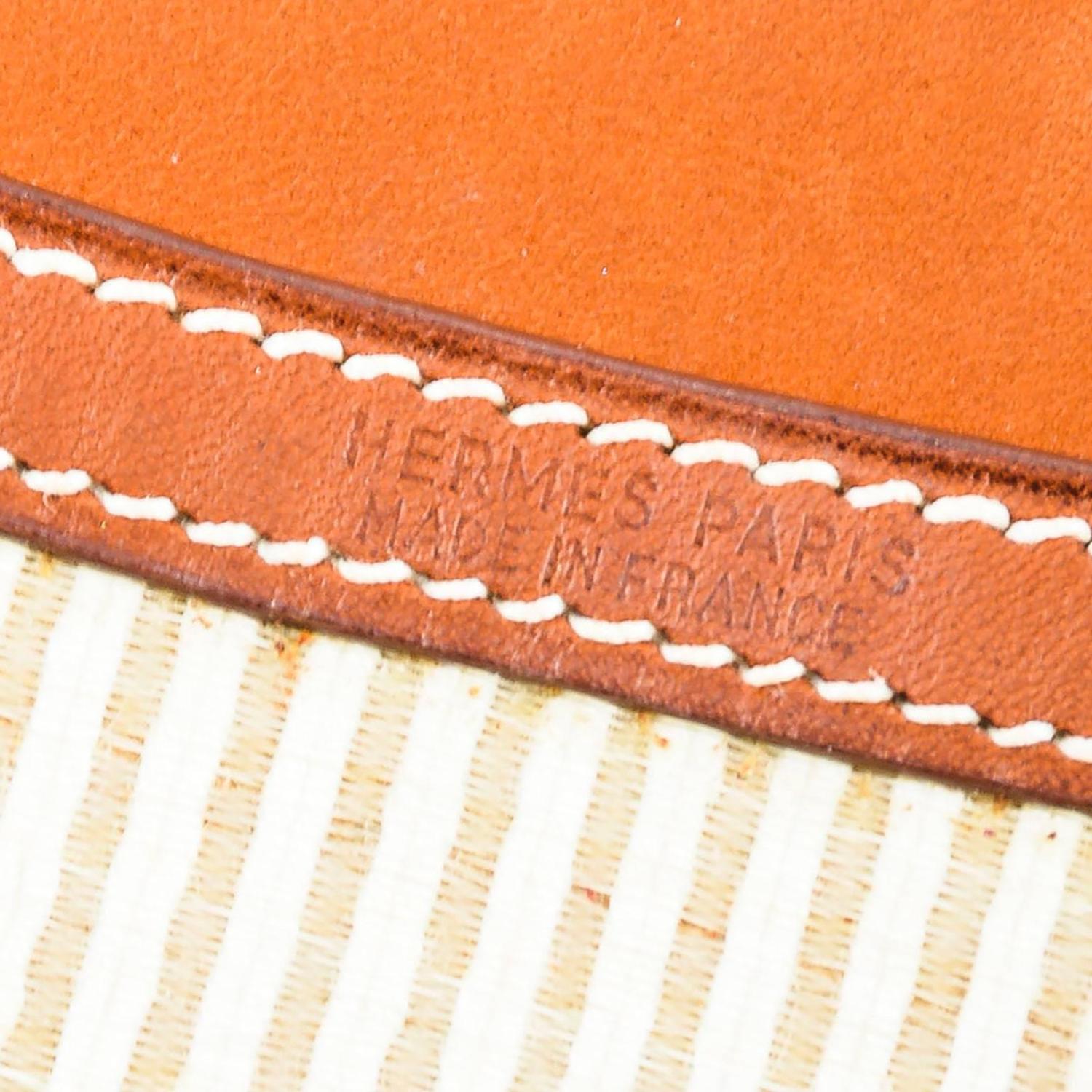 Hermes LTD ED Cream Brown Crinoline and Barenia Leather Rio Flat ...  