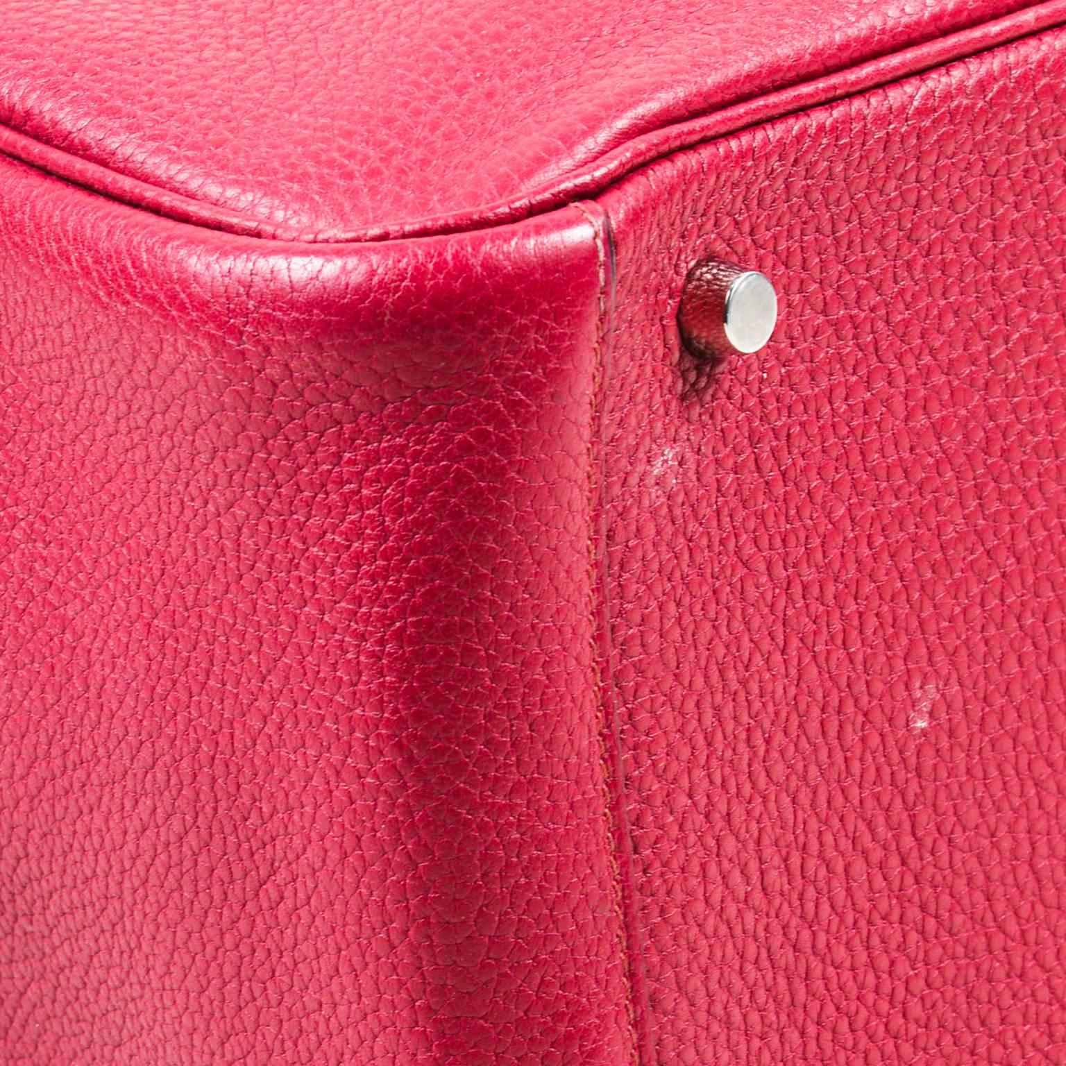 Hermes Rouge Red Clemence Leather Zip Turn Lock 