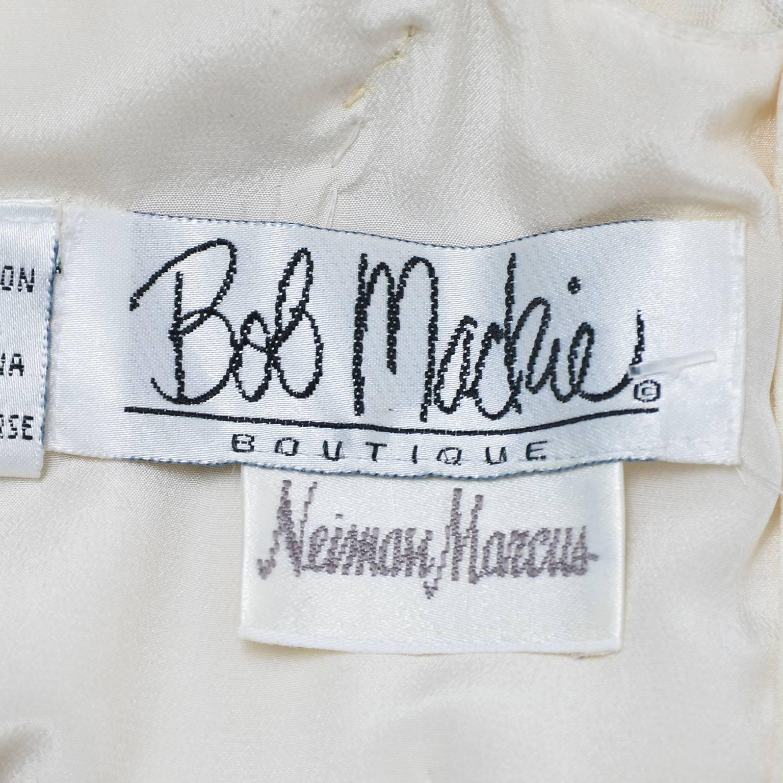 Vintage Bob Mackie White Embellished Mesh Maxi Length High Neck Gown SZ 6 1