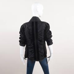 YSL Yves Saint Laurent Black Ruched Velvet Trim Tie Jacket SZ 42