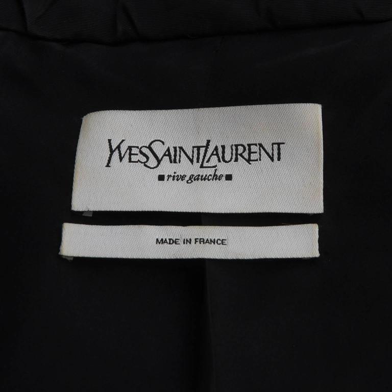 YSL Yves Saint Laurent Black Ruched Velvet Trim Tie Jacket SZ 42 For ...